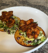 Blackened Shrimp Tacos with Crunchy Mango Cabbage Slaw
